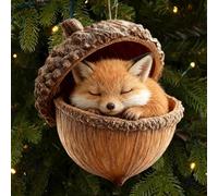 Forest Animals Acorn Ornaments, 8cm/3.15in Acorn Animal Christmas Decorations, Acrylic Forest Animal Acorn Ornaments for Tree, Woodland Holiday Home Decor, Gifts for Nature Lovers (C)