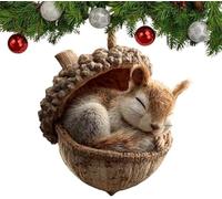 Forest Animals Acorn Ornaments - Cozy Forests Christmas Ornaments,6pcs Acrylic Cute Forest Animals Christmas Trees Hanging Decorations,Rustic Nature-Themed Home Decor, Animal Lovers Gift (Squirrel)