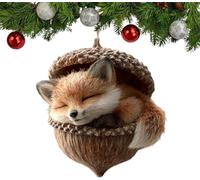 Forest Animals Acorn Ornaments - Cozy Forests Christmas Ornaments,6pcs Acrylic Cute Forest Animals Christmas Trees Hanging Decorations,Rustic Nature-Themed Home Decor, Animal Lovers Gift (Fox)