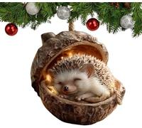 Forest Animals Acorn Ornaments - Cozy Forests Christmas Ornaments,6pcs Acrylic Cute Forest Animals Christmas Trees Hanging Decorations,Rustic Nature-Themed Home Decor, Animal Lovers Gift (Hedgehog)