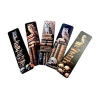 Forest Animals Bookmark Set - Gothic Cute Fantasy, Woodland Designs Premium Art Bookmarks for Readers, Journals & Gifts Spooky Cozy Dark Academia Stationery (5pc Owl Academia Set 2)