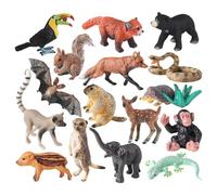 Forest Animals Figures 16PCS Realistic Tiny Animal Figurines Educational Plastic Miniature Figurines for Kids Toy Cake Toppers Jungle Animal Simulation Model Children'S Christmas Toy.