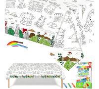 Forest Animals Giant Colouring Table Cloths,Colouring Poster with 18 Paint Pen,47x71inch Colour In Table Cloth Drawing Paper Roll Table Cover Colouring Sheet for Jungle Animals Birthday Party