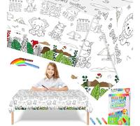 Forest Animals Giant Colouring Table Cloths for Kids,Jungle Animals Party Tablecloth Colouring Poster with 18 Paint Pen,47x71inch Colour In Table Cloth Drawing Paper Roll Table Cover Colouring Sheet