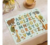 Forest Animals Letter Illustrations Placemats Set of 4,Table Mats Non-Slip Heat Resistant Washable Placemat for Party Kitchen Dining Table Decoration