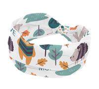 Forest Animals Life Pattern Wide Headbands for Women Elastic Head Bands Non Slip Hairband Turban Headband for Workout Yoga Sport Running