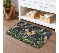 Forest Animals Quick Dry Bath Mat, Elegant Deer and Bird Pattern Absorbent Non Slip Shower Mat, Autumn Nature Washable Bath Rugs for Bathroom Toilet Restroom Decorative 20x32 Inch