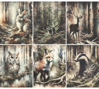 Forest Animals Rice Paper, 20 x 26,6cm (6pc) - 6 Designs for Scrapbooking Cards Crafts, Decoupage by CRAFT KREATIVELY