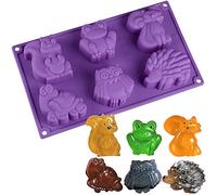 Forest Animals Silicone Mold - MoldFun Squirrel Frog Fox Turtle Owl Hedgehog Tray for Ice Cube, Jello, Cookie Muffin Cake Baking, Chocolate, Soap, Lotion Bar, Wax, Clay, Crayon, Plaster, Concrete