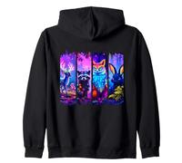 Forest Animals Vaporwave Synthwave Glitch Paint Stroke Zip Hoodie