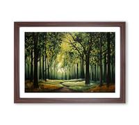 Forest Art Deco Framed Wall Art Print A2 Walnut | Ready to Hang, Premium Gi Paper, Fade-Resistant Inks, Securely Packaged, UK Made