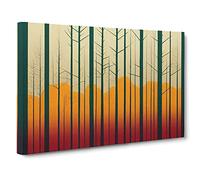 Forest Art Deco Vol.1 Canvas Print | Gallery Wrapped 30mm Frame Wall Decor | 30x20 inches | Ready to Hang | Art Deco Landscape Picture | Living Room Bedroom Lounge Office