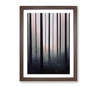 Forest At Dusk No.2 Framed Print | A3 Walnut Framed Wall Art | Ready to Hang | Modern Landscape Picture | Living Room Bedroom Lounge Office