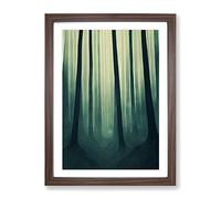 Forest At Dusk No.3 Framed Print | A4 Walnut Framed Wall Art | Ready to Hang | Modern Landscape Picture | Living Room Bedroom Lounge Office