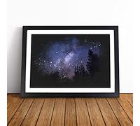 Forest At Night Paint Splash | Framed Wall Art Print | Modern Home Decor Picture | Ready to Hang Artwork for Living Room, Bedroom, Kitchen or Office | Multiple Sizes