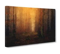 Forest At Sunset Canvas Print | Gallery Wrapped 30mm Frame Wall Art | 20x14 inches | Ready to Hang | Abstract Landscape Picture | Living Room Bedroom Lounge Office