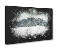 Forest At Wintertime Paint Splash Modern Art Canvas Wall Art Print Ready to Hang, Framed Picture for Living Room Bedroom Home Office Décor, 30x20 Inch (76x50 cm)