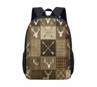 Forest Bear Deer Arrow 17 Inch Backpack Kids School Bag Rustic Hunting Print Wilderness Nature Outdoor Adventure Student Rucksack (09)