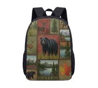 Forest Bear Deer Arrow 17 Inch Backpack Kids School Bag Rustic Hunting Print Wilderness Nature Outdoor Adventure Student Rucksack (08)