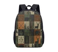 Forest Bear Deer Arrow 17 Inch Backpack Kids School Bag Rustic Hunting Print Wilderness Nature Outdoor Adventure Student Rucksack (01)