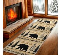 Forest Bear Rug for Kitchen, Bear Runner Rug 90x300, Rustic Hunting Small Runners for Hallways, Washable Western Country Long Carpet for Hallway Entryway Floor Mats