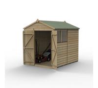 Forest Beckwood Apex Shed - Double Door, 2 Windows, 6' x 8', Pressure-Treated Green Shiplap, FGE607