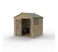 Forest Garden Beckwood 7x7 Apex Shed - 2 Window, Double Door, Brown