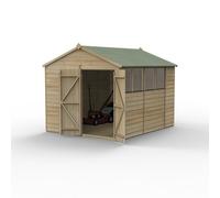 Forest Beckwood Apex Shed - Double Door, 4 Windows, 8' x 10' Installed, Pressure-Treated Cladding Shiplap, FGE631
