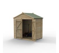 Forest Beckwood Apex Shed - Double Door, No Windows, 7' x 5', Pressure-Treated Cladding, Green Timber Shiplap, FGE582