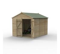Forest Beckwood Apex Shed - Double Door, No Windows, 8' x 10', Pressure-Treated Cladding, Green Timber Shiplap