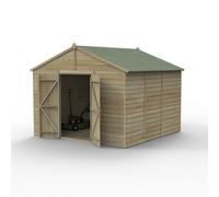 Forest Garden Beckwood Apex Shed - Double Door, Windowless, 10ft x 10ft, Pressure Treated Green Timber Shiplap