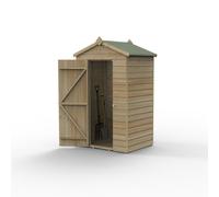 Forest Garden Beckwood Apex Shed - Single Door, Windowless, 4ft x 3ft Pressure Treated Green Timber Shiplap