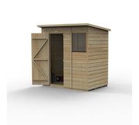 Forest Beckwood Pent Shed - 1 Window 6' x 4' Installed Pressure-Treated Timber Shiplap Green, FGE581