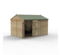 Forest Beckwood Reverse Apex Shed - Double Doors, No Windows, 12' x 8', Pressure-Treated Cladding, Green Timber Shiplap, FGE641