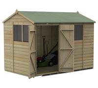Forest Garden Beckwood 10x6 Reverse Apex Shed - 4 Window, Double Door, Brown