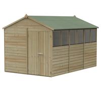 Forest Garden Beckwood Shiplap Pressure Treated 8x12 Apex Shed with Double Door