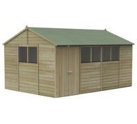 Forest Beckwood Reverse Apex Shed - Double Door, 6 Windows - 15ft x 10ft