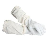 FOREST BEEKEEPING SUPPLY Goatskin Leather Beekeeper's Glove with Long Canvas Sleeve & Elastic Cuff Large