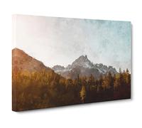 Forest Before The Mountain Canvas Print | Gallery Wrapped 30mm Frame Wall Art | 20x14 inches | Ready to Hang | Modern Landscape Picture | Living Room Bedroom Lounge Office