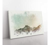 Forest Before The Mountain In Abstract Modern Art Canvas Wall Art Print Ready to Hang, Framed Picture for Living Room Bedroom Home Office Décor, 50x35 cm (20x14 Inch)