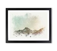 Forest Before The Mountain In Abstract Modern Art Framed Print | A2 Black Framed Wall Art | Ready to Hang | Abstract Landscape Picture | Living Room Bedroom Lounge Office