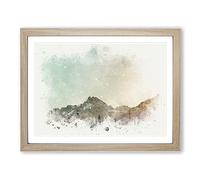 Forest Before The Mountain In Abstract Modern Art Framed Wall Art Print, Ready to Hang Picture for Living Room Bedroom Home Office Décor, Oak A4 (34 x 25 cm)