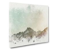Forest Before the Mountain in Abstract Modern Canvas Wall Art Print Ready to Hang, Framed Picture for Living Room Bedroom Home Office Décor, 14x14 Inch (35x35 cm)