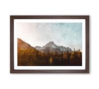 Forest Before The Mountain Painting Framed Print | A2 Walnut Framed Wall Art | Ready to Hang | Modern Landscape Picture | Living Room Bedroom Lounge Office