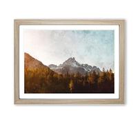 Forest Before The Mountain Painting Modern Art Framed Print | A2 Oak Framed Wall Art | Ready to Hang | Modern Landscape Picture | Living Room Bedroom Lounge Office