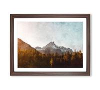 Forest Before The Mountain Painting Modern Art Framed Print | A2 Walnut Framed Wall Art | Ready to Hang | Modern Landscape Picture | Living Room Bedroom Lounge Office