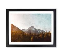 Forest Before The Mountain Painting Modern Art Framed Wall Art Print, Ready to Hang Picture for Living Room Bedroom Home Office Décor, Black A2 (64 x 46 cm)