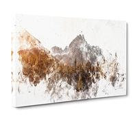 Forest Before The Mountain Watercolour Canvas Print | Gallery Wrapped 30mm Frame Wall Art | 20x14 inches | Ready to Hang | Modern Landscape Picture | Living Room Bedroom Lounge Office