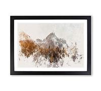 Forest Before The Mountain Watercolour Framed Print | A2 Black Framed Wall Art | Ready to Hang | Modern Landscape Picture | Living Room Bedroom Lounge Office