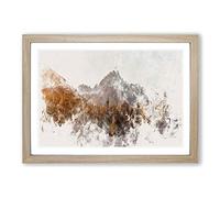 Forest Before The Mountain Watercolour Framed Print | A2 Oak Framed Wall Art | Ready to Hang | Modern Landscape Picture | Living Room Bedroom Lounge Office